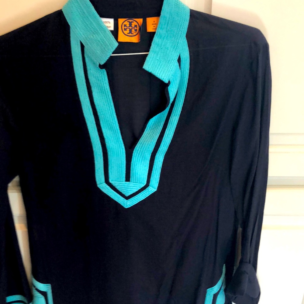 Tory Burch Navy Blue with Teal Trim Tunic